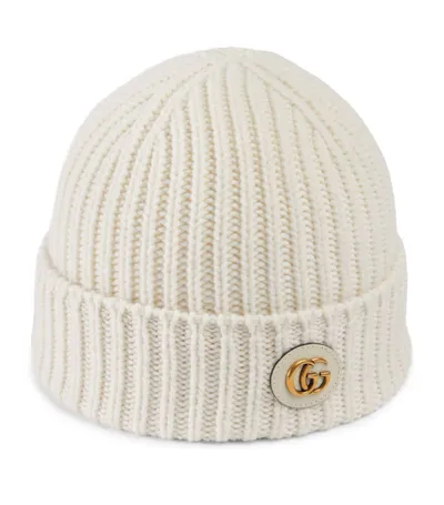 Gucci Double G Cashmere Beanie In White