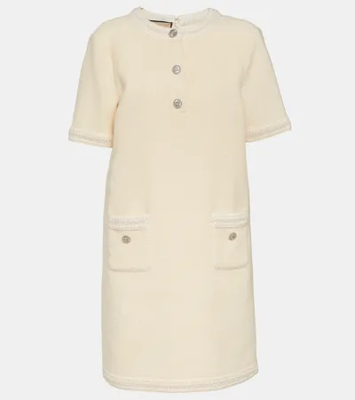 Gucci Short-sleeves Wool Tweed Dress In White