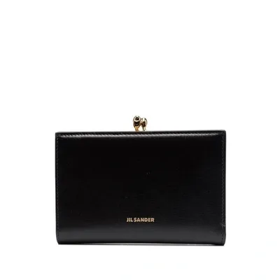 Jil Sander Goji Logo Clasp Wallet In Black