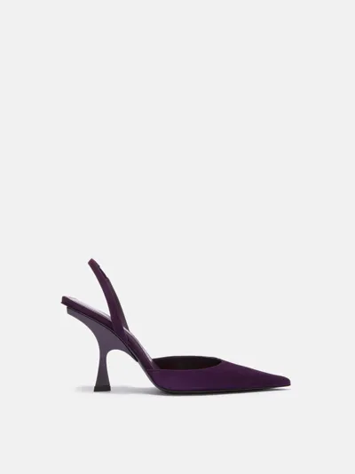 Attico Ester 95mm Slingback Suede Mules In Dark Grapes Fade