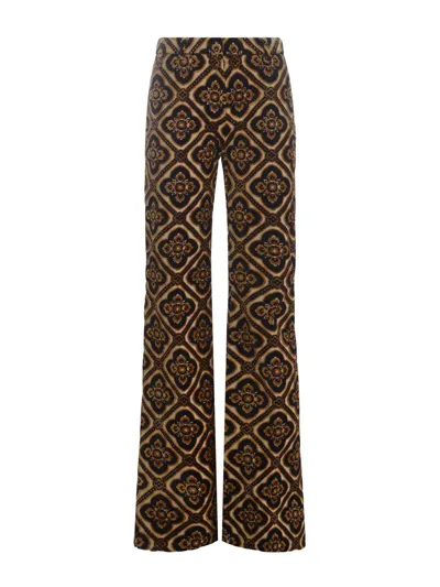 Etro Trousers  Jaquard Medaglioni In Velvet In Brown