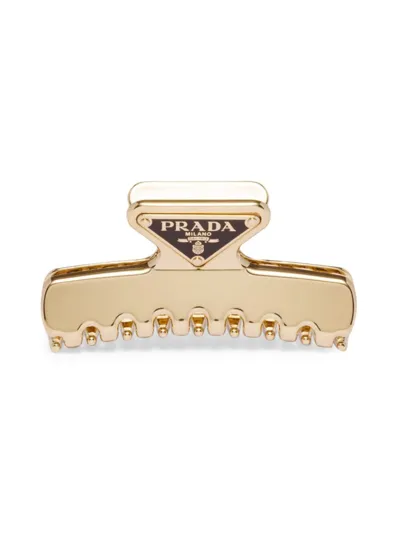 Prada Metal Hair Clip In Gold