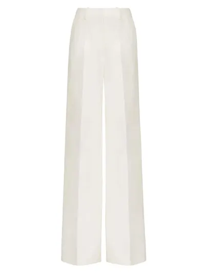 Valentino Virgin Wool-silk Tailored Trousers In Ivory