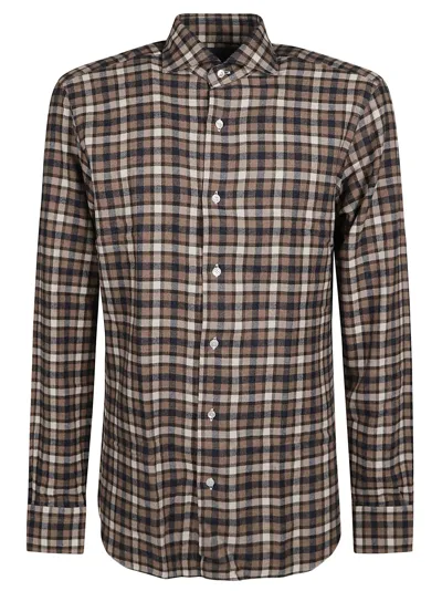 Barba Napoli Neck Shirt In Brown