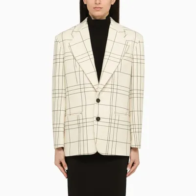 Marni Single Breasted Checked Blazer In White