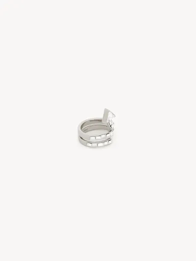 Chloé Thelma Ring Silver Size L-½ 100% Brass, Crystal