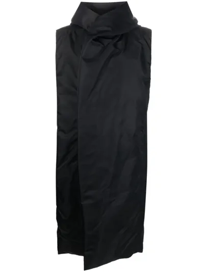 Rick Owens Hooded Gilet Coat In Black