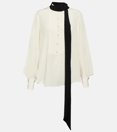 Victoria Beckham Tie-neck Silk Blouse In White