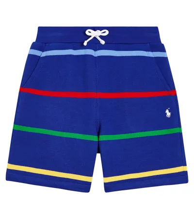 Polo Ralph Lauren Kids' Printed Cotton-blend Fleece Shorts In Blue