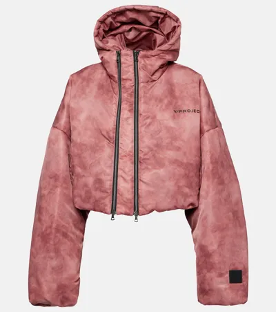 Y/project Double-collar Cropped Puffer Jacket In Pink