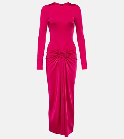 Victoria Beckham Gathered Jersey Maxi Dress In Pink