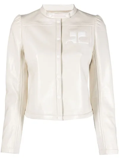 Courrèges Iconic Vinyl Biker Jacket In White