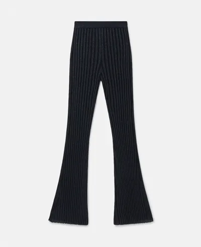 Stella Mccartney Lurex Rib Knit Trousers In Blue