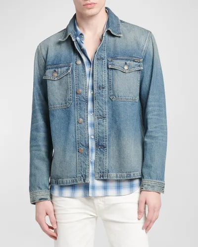 Tom Ford Men's Denim Shirt Jacket In Vintage Blue