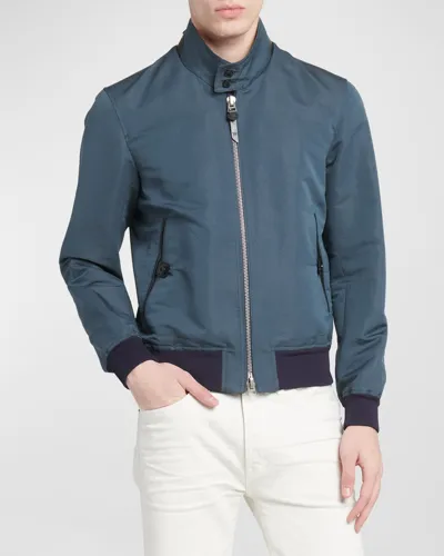 Tom Ford Men's Harrington Fine Poplin Blouson Jacket In Ink