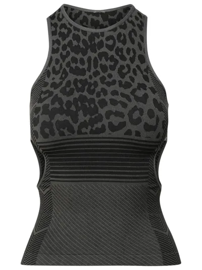 Ganni Leopard Print Tank Top In Black