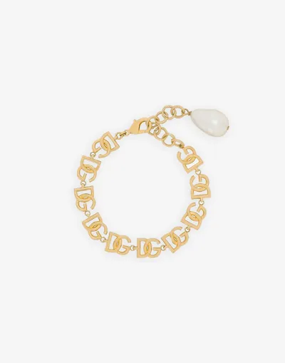 Dolce & Gabbana Bracelet With Multiple Dg Logos In Gold