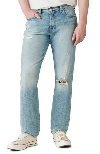 Lucky Brand 223 Ripped Straight Leg Jeans In Blue