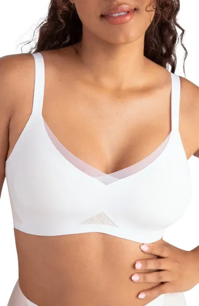 Honeylove Lace Inset Crossover Wireless Bra In Astral