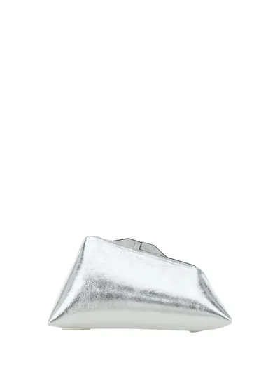 Attico 8.30 Pm Metallic Crinkled-leather Clutch In White