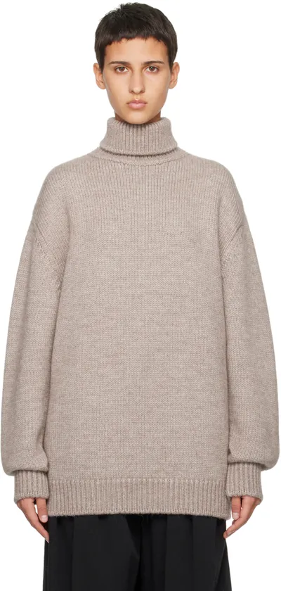 The Row Elu Oversized Alpaca And Silk-blend Turtleneck Sweater In Light Taupe