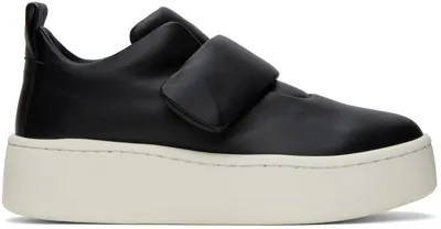 Jil Sander Black Leather Sneakers In 001 Black