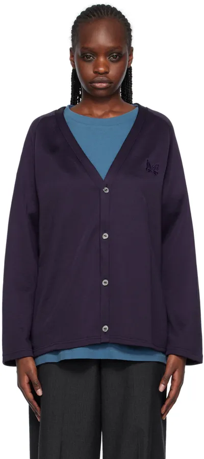 Needles Purple V-neck Cardigan In B-eggplant