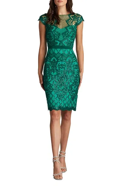 Tadashi Shoji Sequin Lace Cocktail Dress In Pine