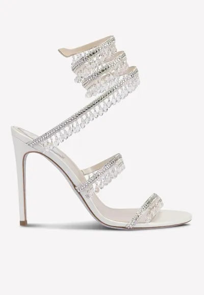 René Caovilla Chandelier 105 Crystal-embellished Sandals In Ivory