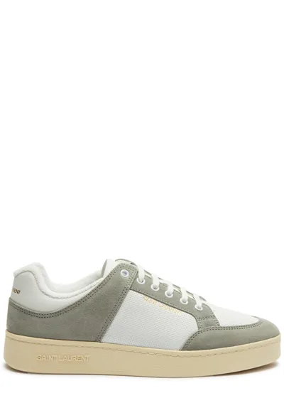 Saint Laurent Panelled Lace-up Sneakers In Blanc Optique Paris Roof