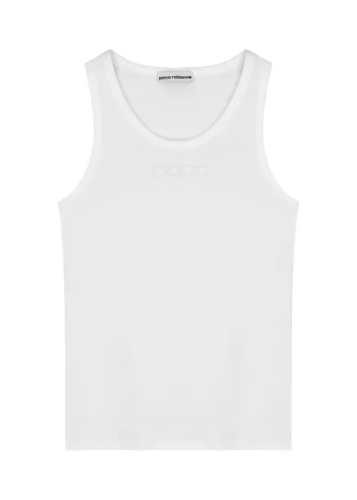 Rabanne Logo Cotton Tank In White