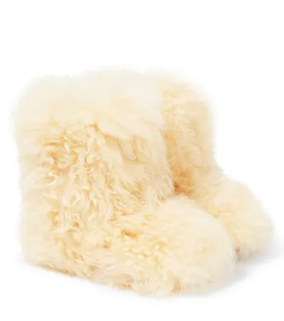 Loro Piana Kids' Shearling Boots In Pale Cream