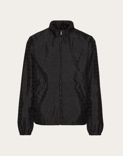 Valentino Nylon Windbreaker With Toile Iconographe Pattern In Black