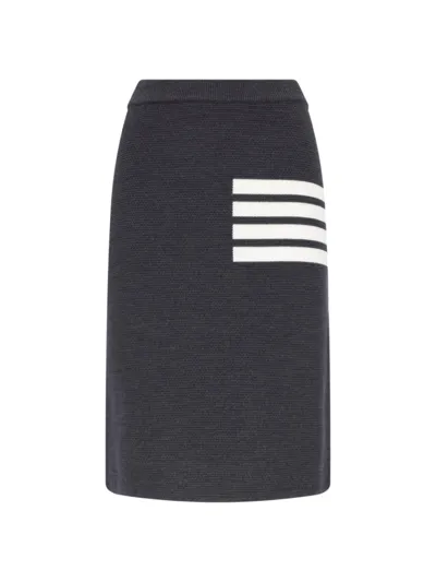 Thom Browne 4-bar Midi Skirt In Gray