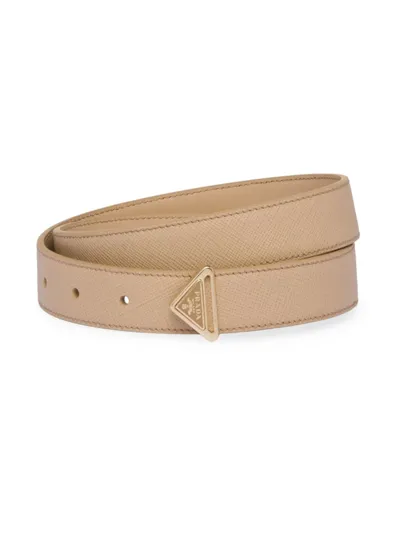 Prada Saffiano Leather Belt In Beige