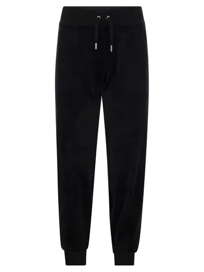 Juicy Couture Cotton Velvet Trousers In Black