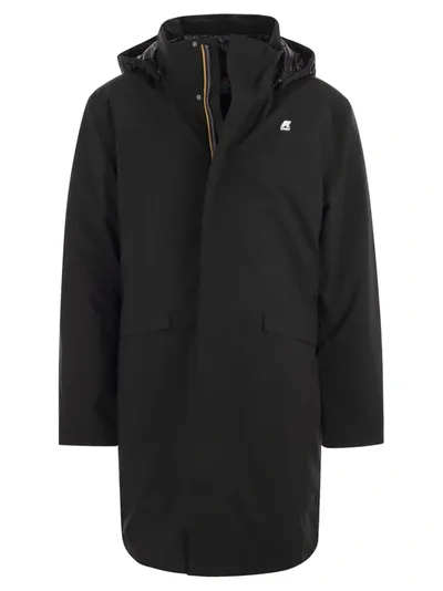 K-way Thomal Bonded Padded - Long Padded Jacket With Hood In Black