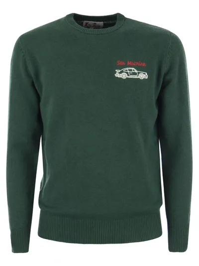 Mc2 Saint Barth Sex Machine Jumper In Wool And Cashmere Blend In Green