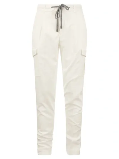 Peserico Velvet Cargo Jogger Trousers In Snow