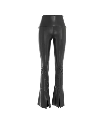 Norma Kamali Slit Bottom Flared Pants In Black