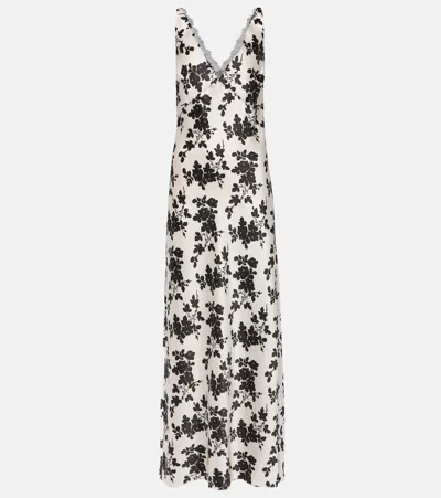 Veronica Beard Hamina Lace-trimmed Cotton-blend Satin-jacquard Maxi Dress In Multicoloured