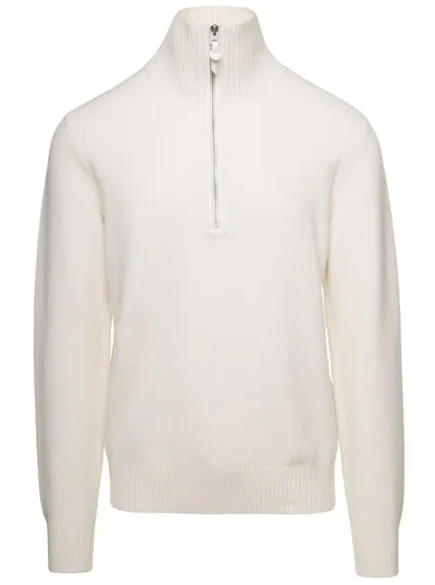 Tom Ford Cachemire Lana Lupetto Con Zip In White