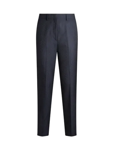 Etro Jacquard Cigarette Trousers In Blue