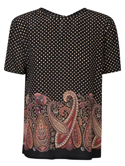 Etro Paisley Print Multicolor T-shirt In Black