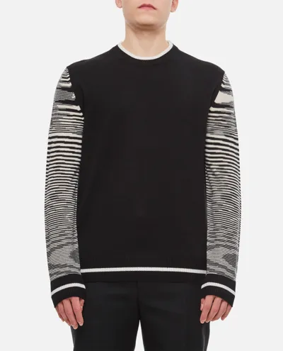 Missoni Crewneck Wool Sweater In Black