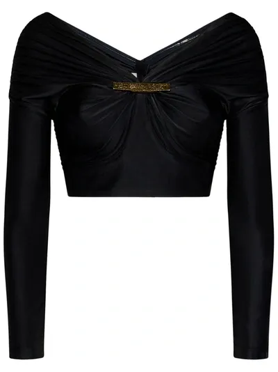 Rabanne Paco  Logo Plaque Jersey Top In Nero