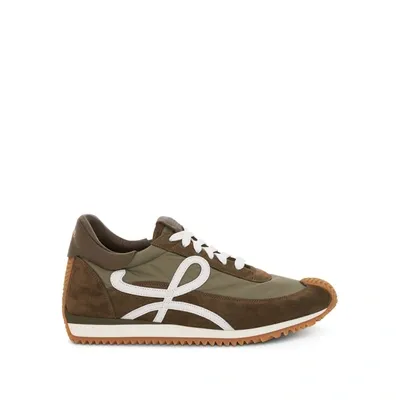 Loewe Flow Runner Suede-trimmed Sneakers In Green