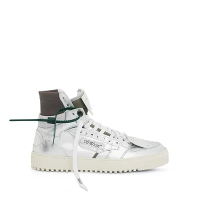 Off-white 3.0 Off Court Metallic Leather Sneakers In Silver