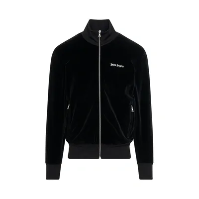 Palm Angels Velvet Track Jacket Black White