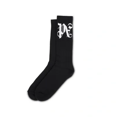 Palm Angels Monogram Print Socks In Black